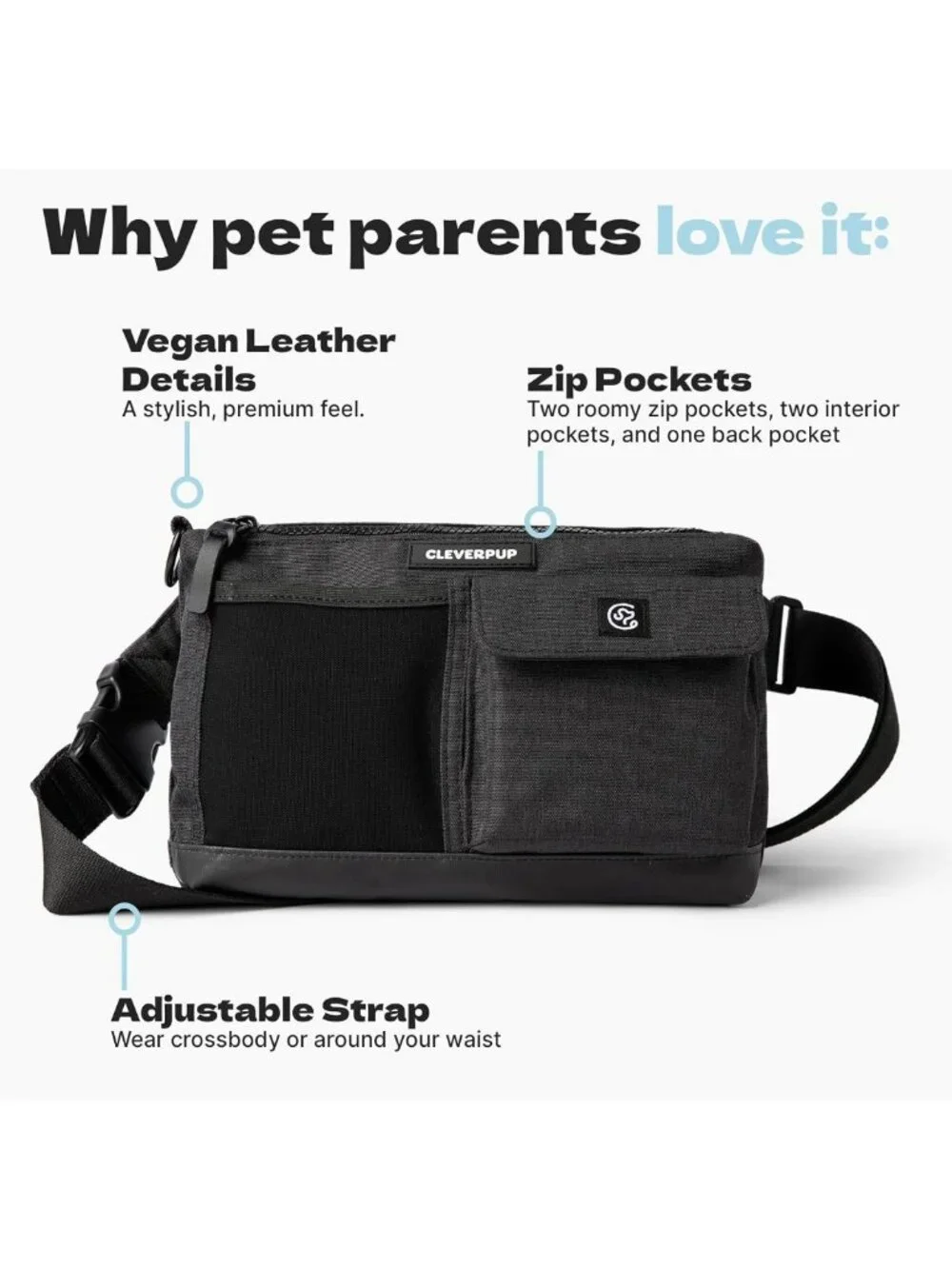 Hands-Free 2-in-1 Dog Walking Bag - Versatile, Stylish, Graphite Color